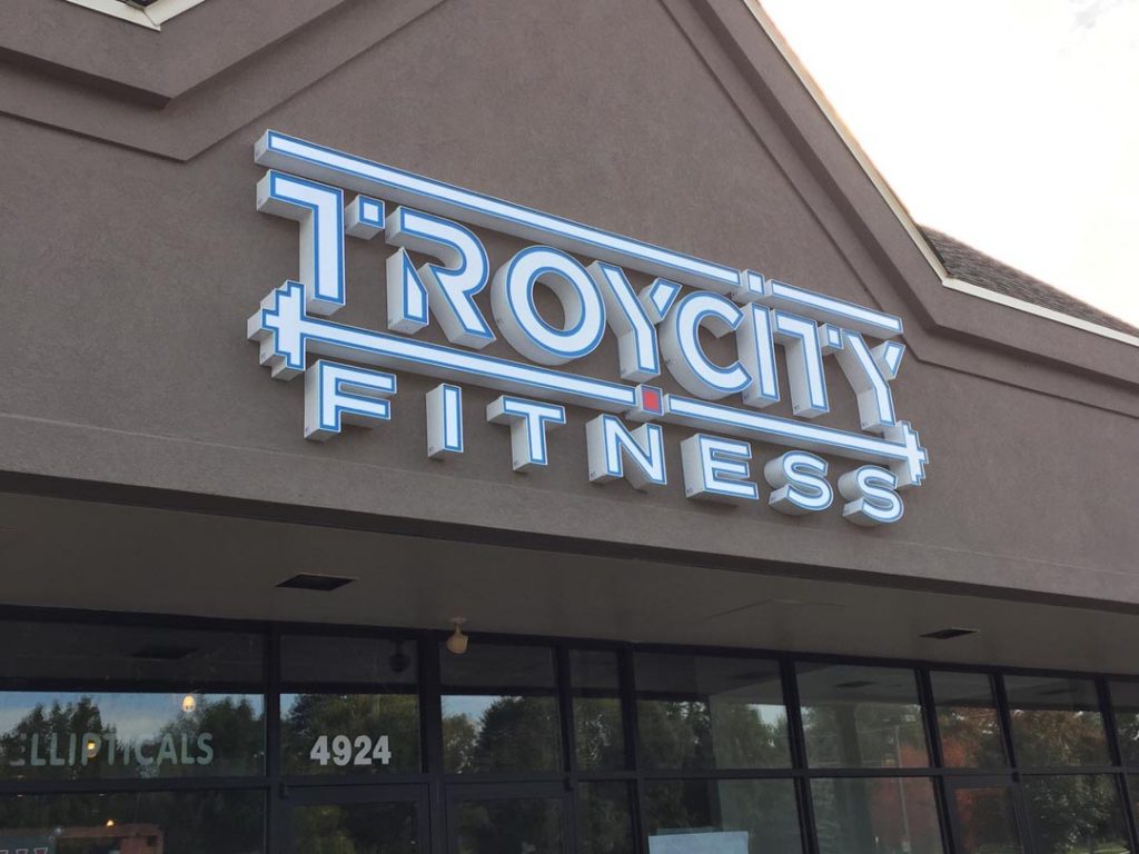 building sign for troy city fitness