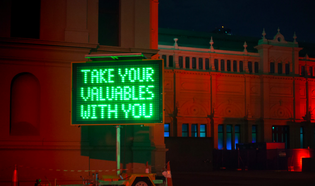 LED sign at construction site