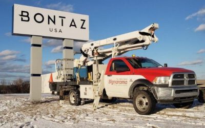 Bontaz Sign - Illuminated Pylon Sign Front with Truck - Troy, MI