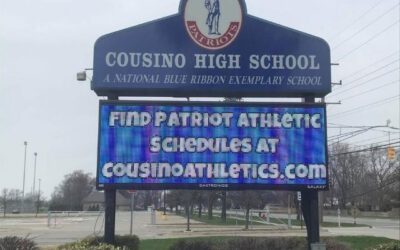 Cousino High School Sign - LED Message Center Front - Warren, MI