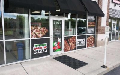 Jet's Pizza Sign - Perforated Window Vinyl - Carmel, IN