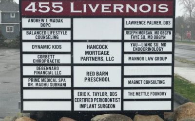 Vito Anthony 455 Livernois Sign - Monument Multi tenant cabinet Front View - Rochester Hills, MI