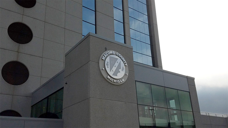 Macomb County Michigan Government Building Sign