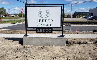 Liberty Cannabis lawn sign in Ann Arbor, MI