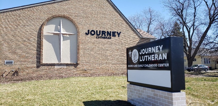 Sign in front of a church