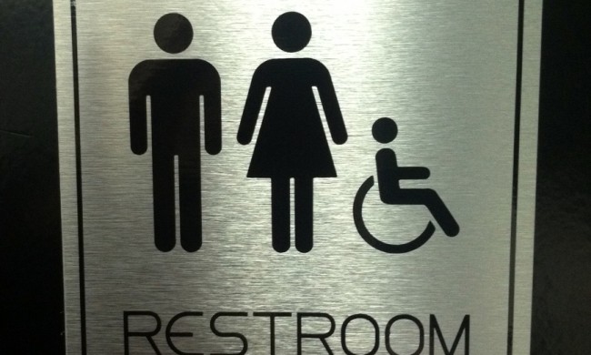 Brushed Silver Restroom Signs
