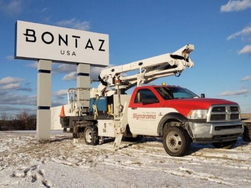 Bontaz Sign - Illuminated Pylon Sign Front with Truck - Troy, MI