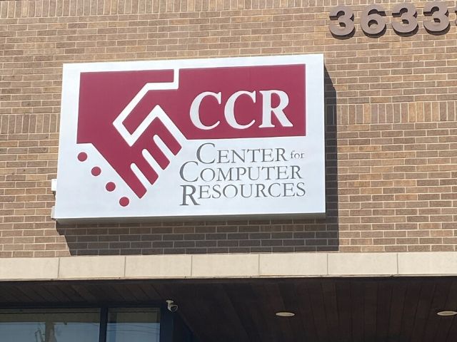 Center Computer Resources Sign - Lit Wall Cabinet Front Building - Sterling Heights, MI