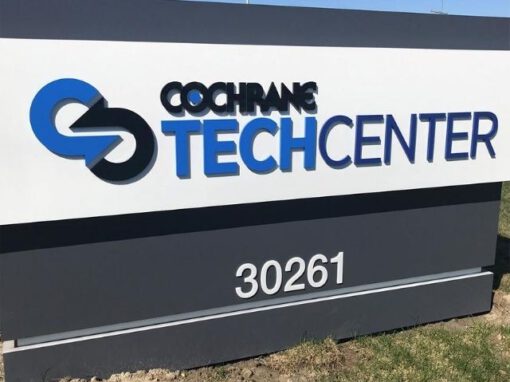 Cochrane Supply & Engineering Sign - Monument and cabinet sign, Close Up - Troy, MI