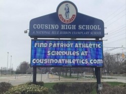 Cousino High School Sign - LED Message Center Front - Warren, MI