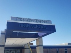 George Auch Company - Crestwood High school - Halo lit letters Front - Dearborn Heights, MI
