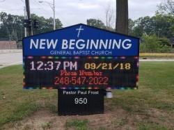 New Beginning Church Sign - LED Message Center Front - Madison Heights, MI