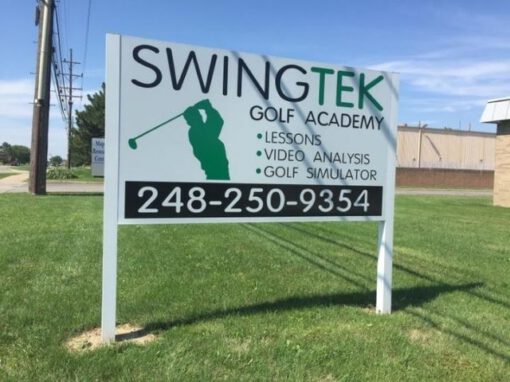 SwingTek Golf Academy Sign - Post and Panel Front - Troy, MI