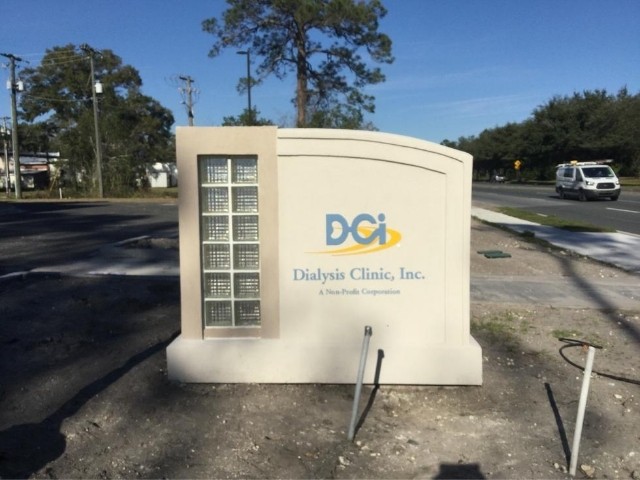 DCI Dialysis Sign - Monument Front Close Up - Gainesville, FL