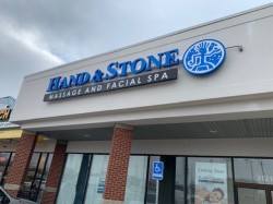 Hand & Stone Sign - Channel Letters - Front of Building Angle - Farmington Hills, MI