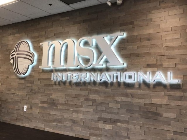 MSX International Sign - Halo Lit Lobby Sign Full View - Troy, MI