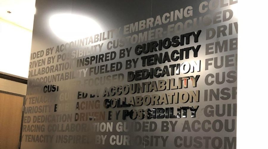 Gates Sign - Interior Wall Wrap with Dimensional Letters Right Angle - Rochester Hills, MI