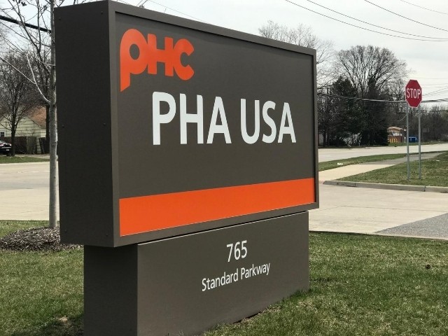 PHA USA Sign - Monument Cabinet Sign Angle - Auburn Hills, MI